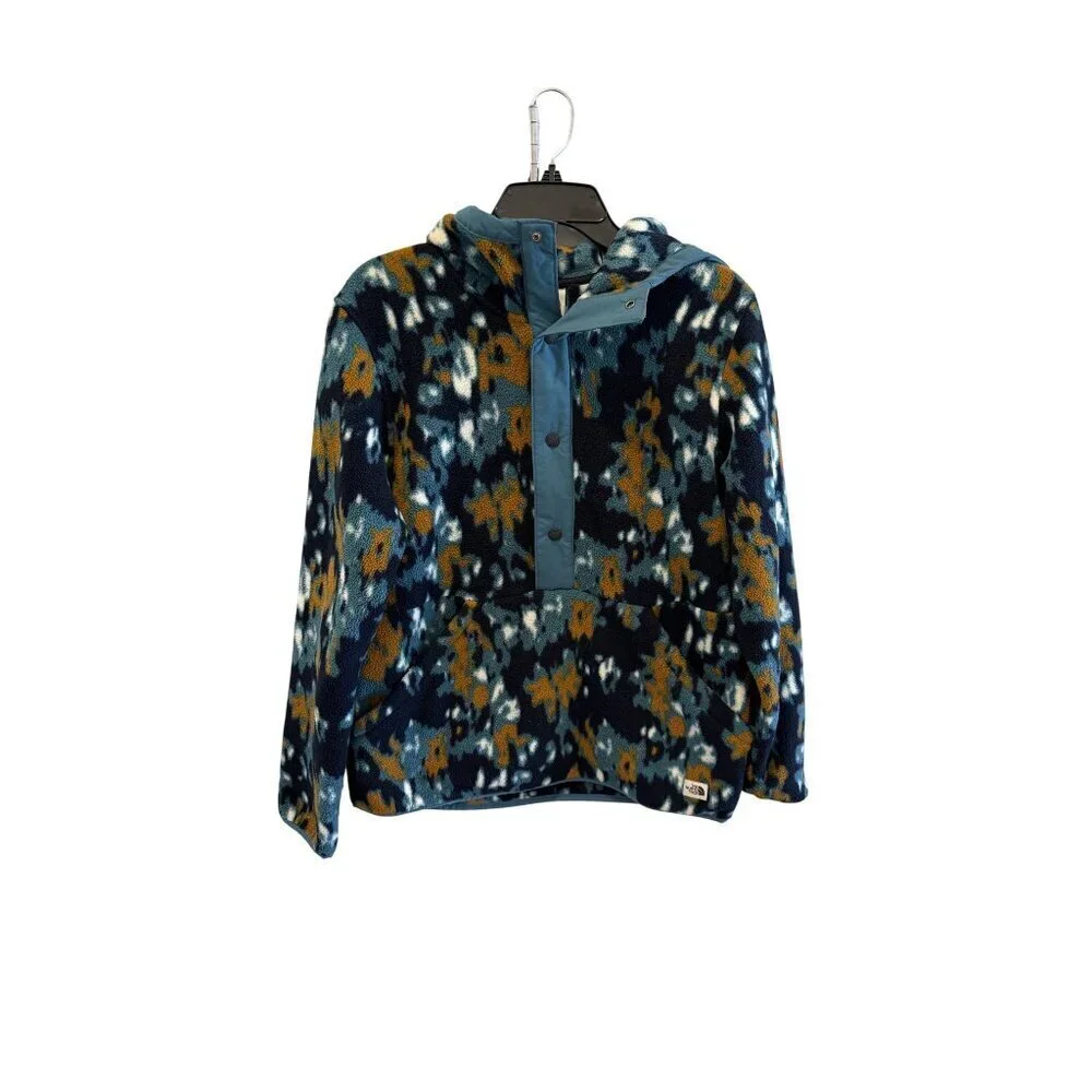 The North Face Mens S Hooded Fleece Pullover 1/4 button Jacket Multicolor